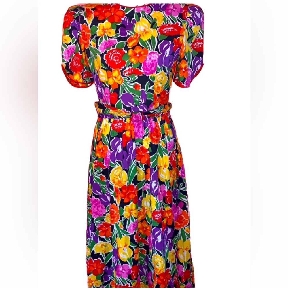 HP🎉Vintage 80’s Rainbow Bright Floral Tea Party Dress